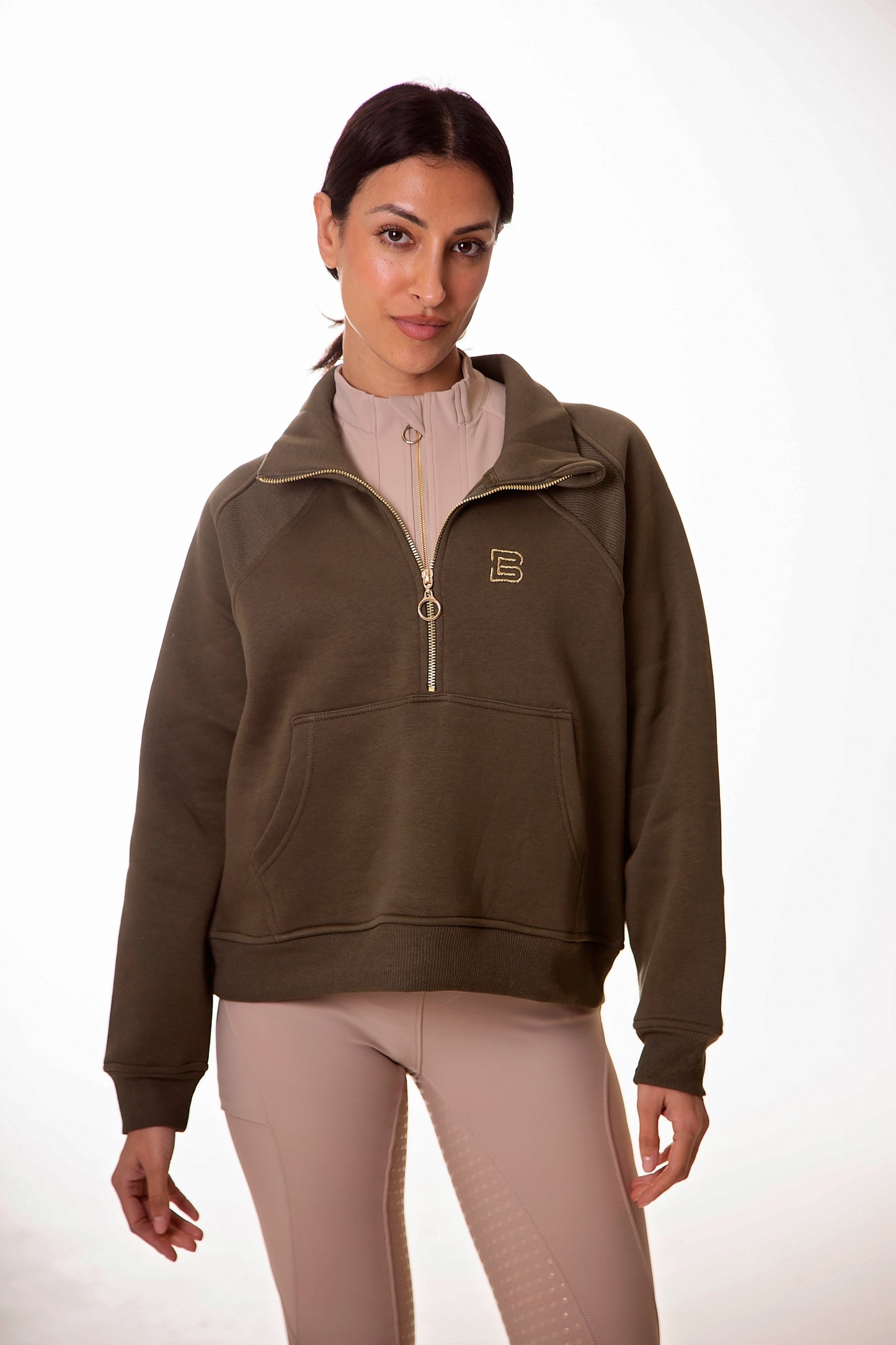 Khaki 1/2 Zip Sweatshirt