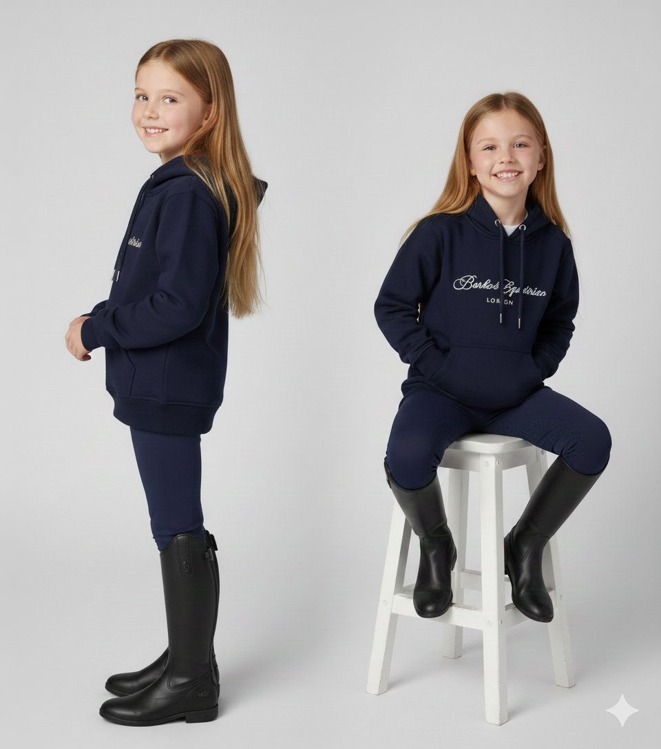 Junior Navy Script Hoody