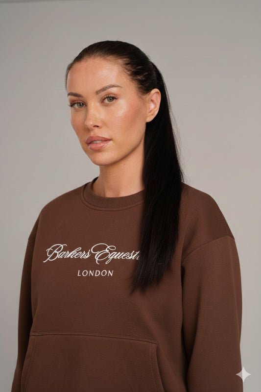 Chocolate Crew Neck Script Jumper