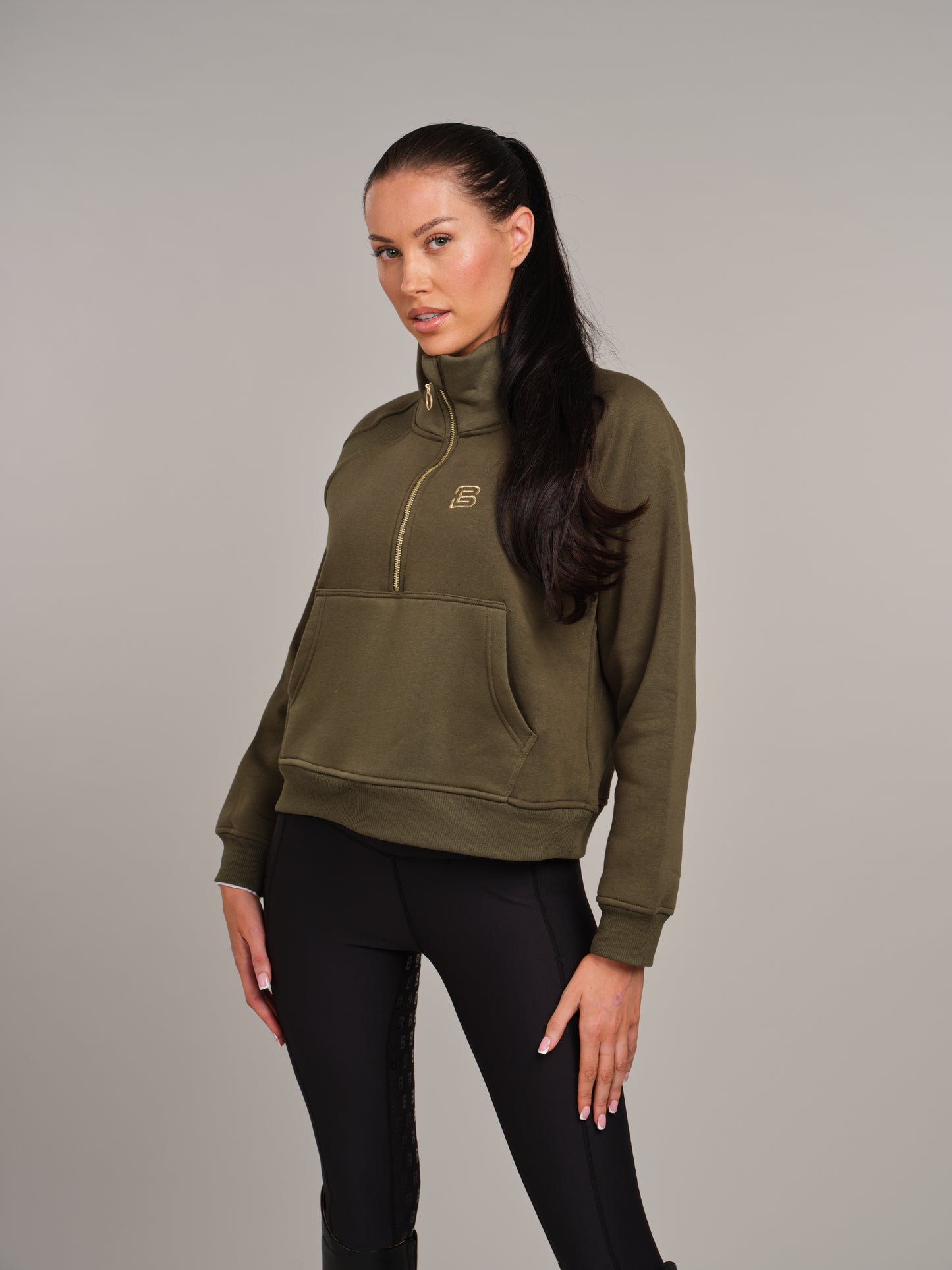 Khaki 1/2 Zip Sweatshirt
